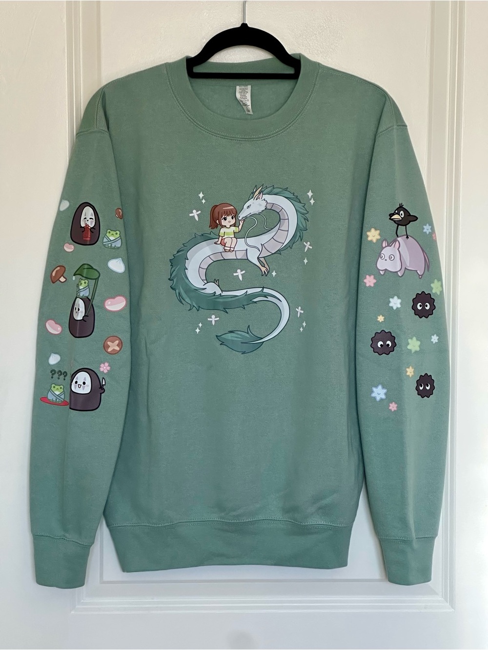 Green Studio Ghibli-Inspired Illustration Sweatshirt - Women